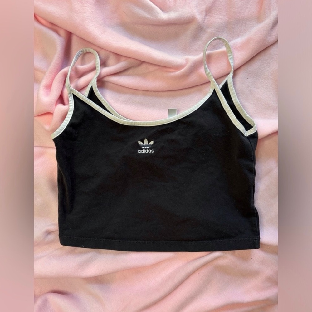 Adidas Women’s XS Black and White Spaghetti Strap Crop Top